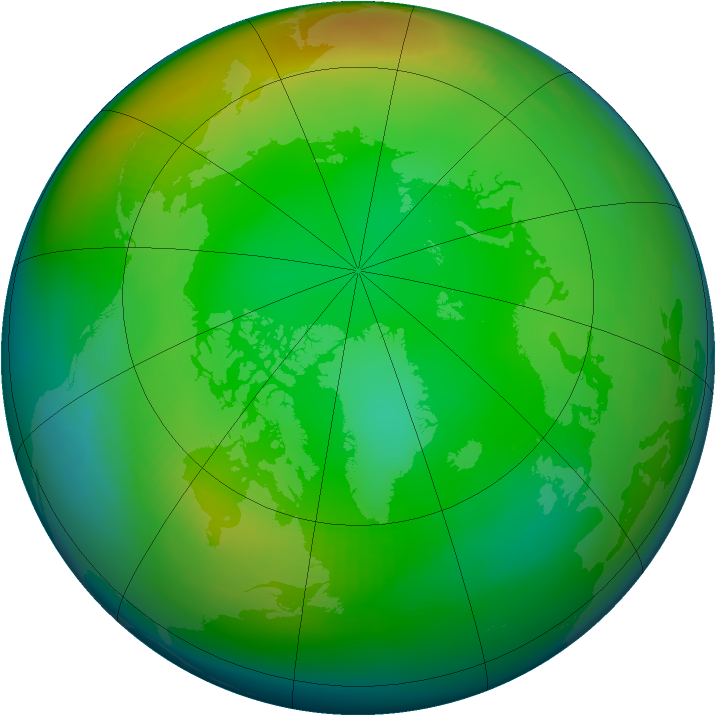 Arctic ozone map for December 1980